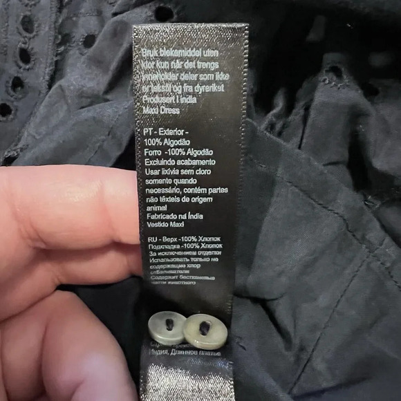 Monsoon Off The Shoulder Embroidered Maxi Dress Cotton Navy Ruffle Size Large - Picture 10 of 11